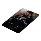 Cute Text Overlay Monogram Two Photo Weduwnaar Sav Magneet (Linkerzijde)