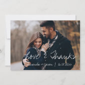 Cute Text Overlay  Script Photo Wedding Bedankkaart (Voorkant)