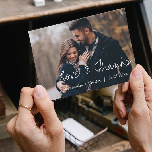 Cute Text Overlay  Script Photo Wedding Bedankkaart
