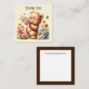 Cute Thank you bear add message Notitiekaartje