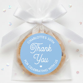Cute Thank You Birthday Name Any Age Blue Modern Ronde Sticker
