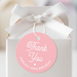 Cute Thank You Birthday Name Any Age Pink Modern Bedankjes Labels