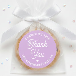 Cute Thank You Birthday Name Any Age Purple Modern Ronde Sticker