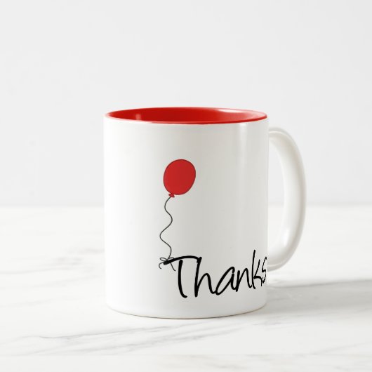 Cute "Thanks" with Red Balloon Thank You Gift Mug (Devant droit)
