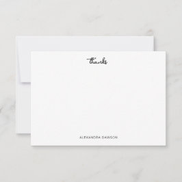 Cute Thanks Zwart Wit Script Notitiekaart