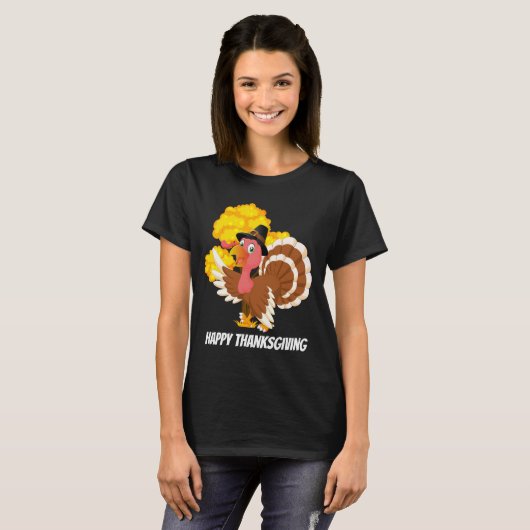 Cute Thanksgiving dinde ajouter le message t-shirt (Devant entier)