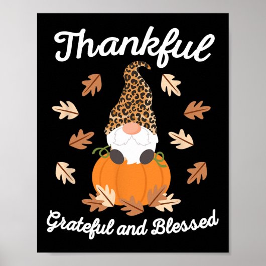 Cute Thanksgiving Gnome Leopard Gnomes Herfst Pump Poster (Voorkant)