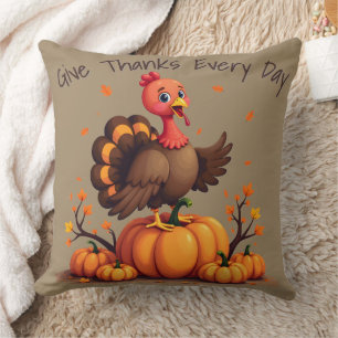 Cute Thanksgiving kalkoen herfst pompoenen scène Kussen