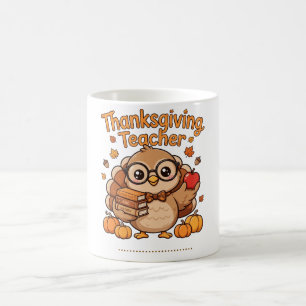 Cute Thanksgiving Leraar Uil Trui Koffiemok