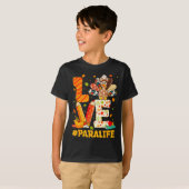 Cute Thanksgiving Love Para Teacher Turkey Autumn T-shirt (Voorkant volledig)