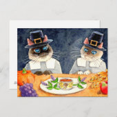 Cute Thanksgiving Pilgrim Cats briefkaart (Voorkant / Achterkant)