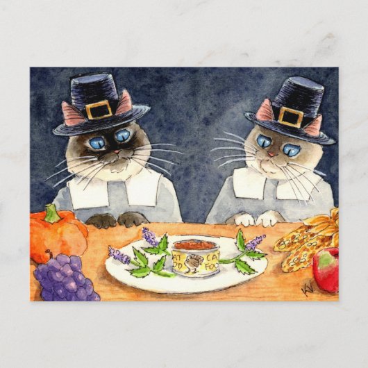 Cute Thanksgiving Pilgrim Cats briefkaart (Voorkant)