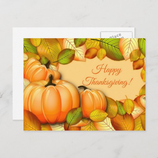 Cute Thanksgiving Pumpkin Feestdagenkaart (Voorkant / Achterkant)