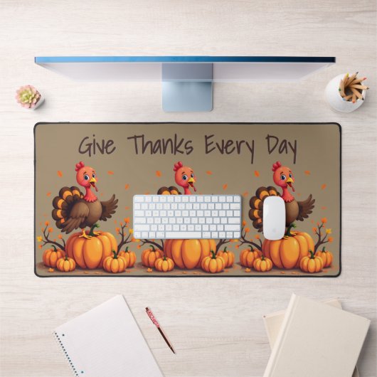 Cute Thanksgiving Turkey Autumn Pumpkins Scene (Bureau 1)