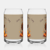 Cute Thanksgiving Turkey Autumn Pumpkins Scene Blikvorm Glas (Rechts)
