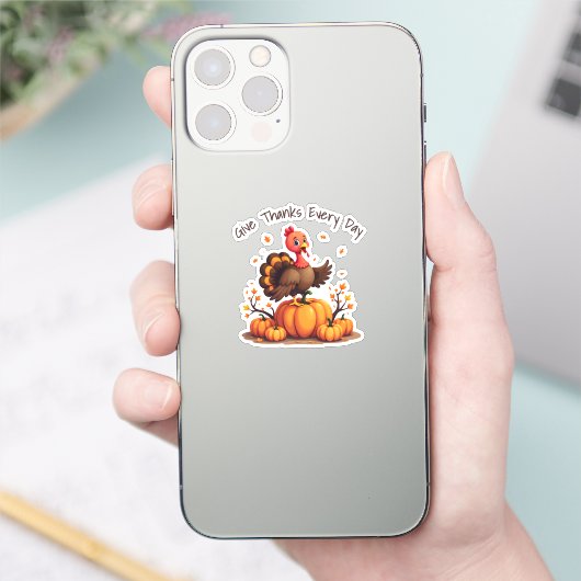 Cute Thanksgiving Turkey Autumn Pumpkins Scene Sticker (Telefoon)