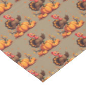 Cute Thanksgiving Turkey Autumn Pumpkins Scene Tafelkleed (Gekanteld)