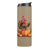 Cute Thanksgiving Turkey Autumn Pumpkins Scene Thermosbeker (Gedraaid links)