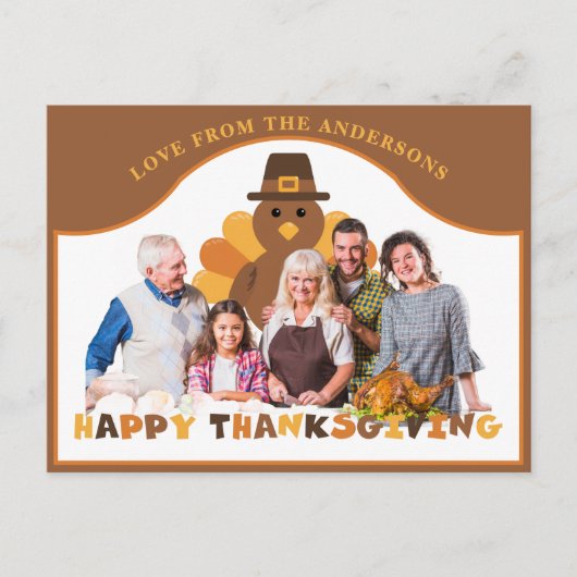 Cute Thanksgiving turkey backdrop group photo Briefkaart (Voorkant)