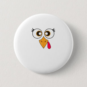 Cute Thanksgiving Turkey Face Shirt Women Girls Tu Ronde Button 5,7 Cm
