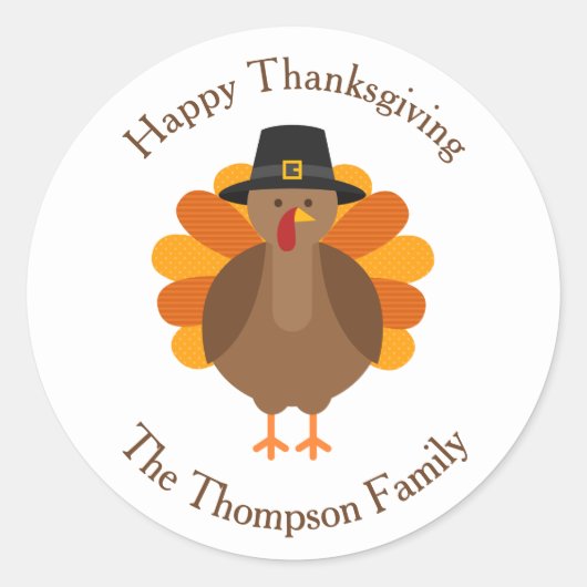 Cute Thanksgiving Turkey | Fall Envelope Seal Ronde Sticker (Voorkant)