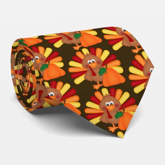 Cute Thanksgiving Turkey Holiday stropdas (Opgerold)