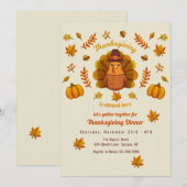 Cute Thanksgiving Turkey Invitation Kaart (Voorkant / Achterkant)