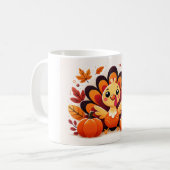 Cute Thanksgiving Turkey Mug | Autumn Coffee Cup (Devant gauche)