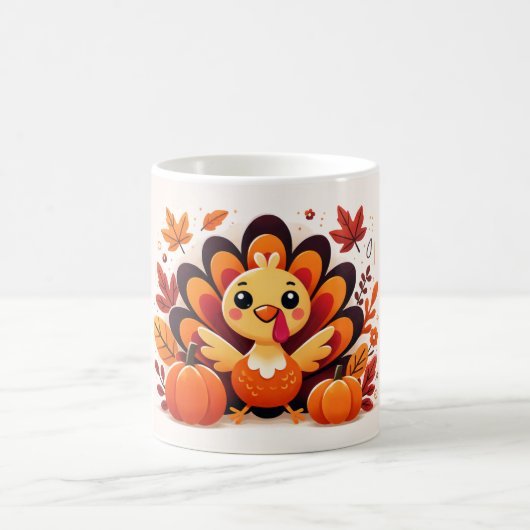 Cute Thanksgiving Turkey Mug | Autumn Coffee Cup (Centre)