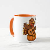 Cute Thanksgiving turkey with guitar Mok (Voorkant links)