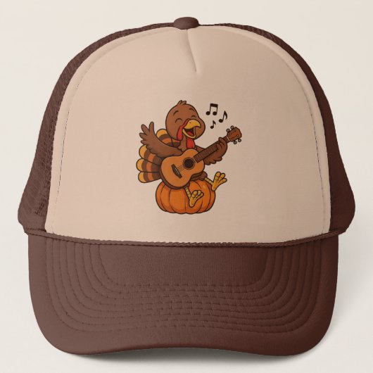 Cute Thanksgiving turkey with guitar Trucker Pet (Voorkant)