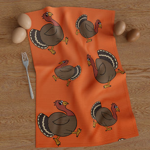 Cute Thanksgiving Turkeys Orange Serviette de cuis