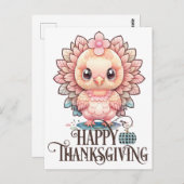 Cute Thanksgiving Turkije Briefkaart (Voorkant / Achterkant)