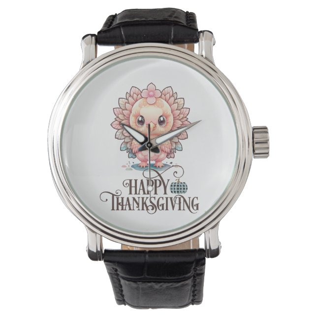 Cute Thanksgiving Turkije Horloge (Voorkant)