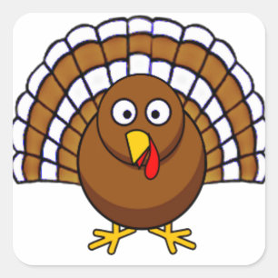 Cute Thanksgiving Turkije Vierkante Sticker