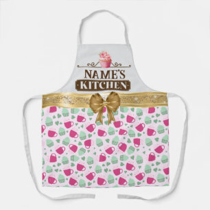 Cute Theekop en Cupcake in een Mooie Patroon Schor Schort