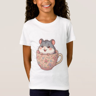 Cute Theekop Hamster Bloem Grappig Meme Kinderen G T-shirt