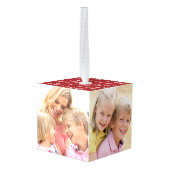 Cute Three Photo Merry kerst Kubus Ornament (Achter hoekig)
