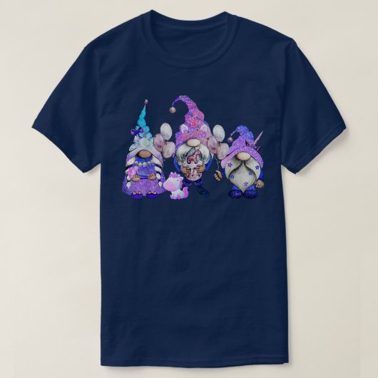 Cute Three Unicorn Gnomes Tomtenisse Gnome Lovers T-shirt (Design voorkant)