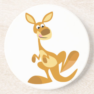 Cute Thumping Cartoon Kangaroo Onderzetter