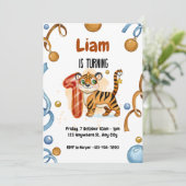 Cute Tiger 1er Anniversaire Fête Invitation (Debout devant)