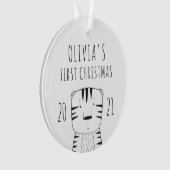 Cute Tiger Babys First KerstBlack White Ornament (voorkant)