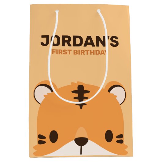Cute Tiger Birthday Medium Cadeauzakje (Voorkant)