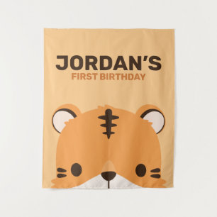 Cute Tiger Birthday Wandkleed