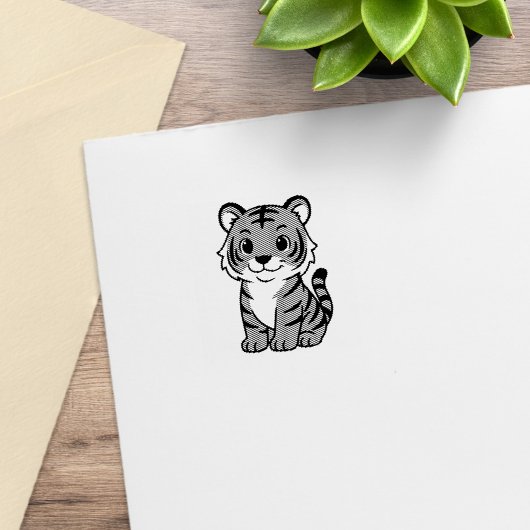 Cute Tiger Cub 1x1 Rubberstempel
