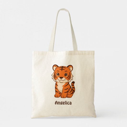 Cute Tiger Cub Custom Name Tote Bag (Achterkant)