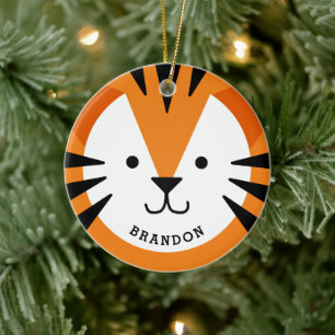 Cute Tiger Face Kind keramisch Ornament