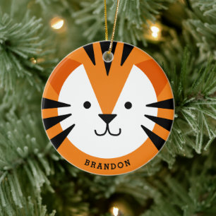 Cute Tiger Face Kind keramisch Ornament