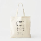 Cute Tiger - Gepersonaliseerd zwart wit Tote Bag (Voorkant)