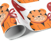Cute Tiger in een Santa Hat Cadeaupapier (Rol Hoek)